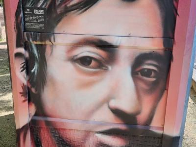 Gainsbourg Facing Front in Pink — Street art in Clermont-Ferrand
