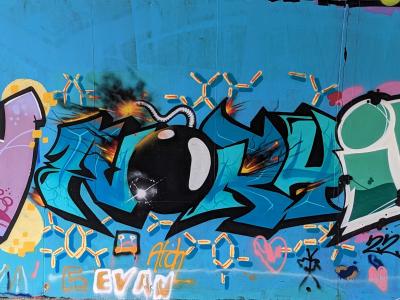Blue Wildstyle Character — Street art in Soyons