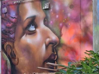 Feminine Portrait in Golden Light by Newi — Street art by Newi (Julien Berland) in Clermont-Ferrand