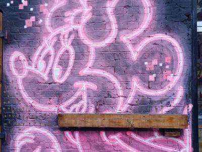 Pink Neon Character — Street art by Fat Cap Sprays in London