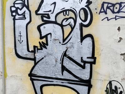 Black and White Spray Character — Street art in Redon