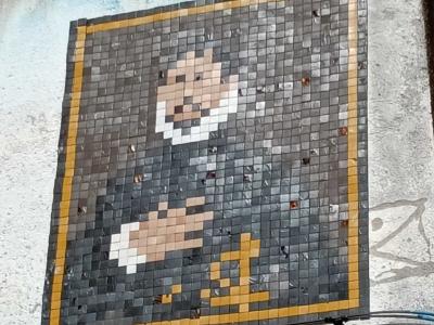 Pixelated Mosaic Portrait — Street art by Basket of Nean in Madrid