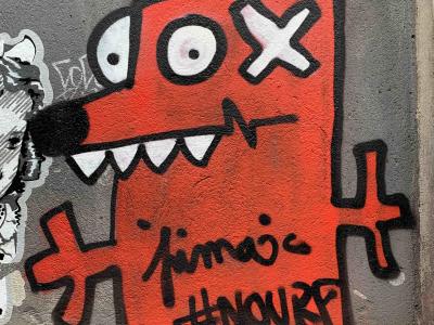Renard Rouge Grimaçant de Jimaje — Street art à Strasbourg