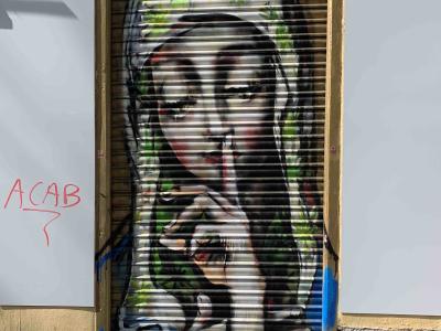 Madonna of Silence — Street art in Madrid