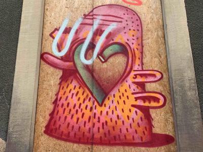 Creature with Heart and Halo — Street art in Strasbourg