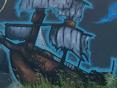 Illusionist 3D Ship — Street art in Saint-Nazaire