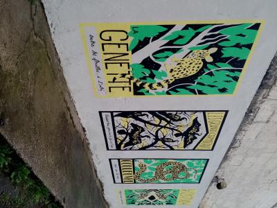 La Genette — Naturalist Panels — Street art in Castillon-la-Bataille