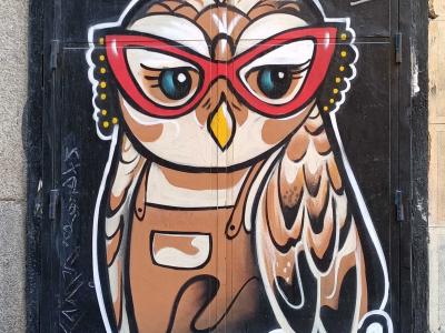 La chouette de Sra Wood — Street art à Madrid