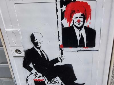 Clown on Tricycle — Street art in Grenoble