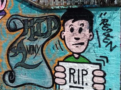 Cartoon Character RIP Anony — Street art in London