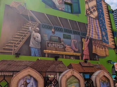 Architecture asiatique détaillée — Street art de Yip Yew Chong à Singapore