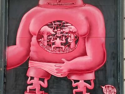 Géant rose aux entrailles du monde — Street art à Paris