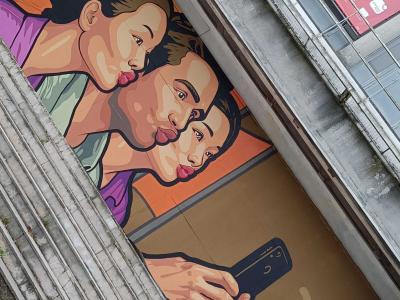 Complicit Selfie, Vectorial Mural in Bourges — Street art in Bourges