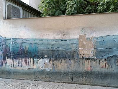 Fantastic Blue Dachshund on Wall — Street art in Paris