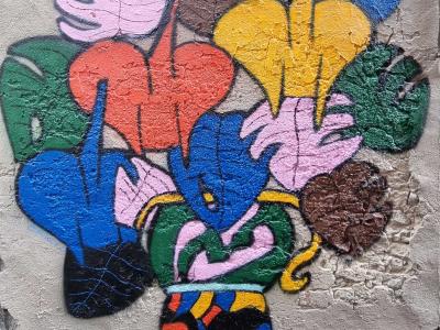 Bouquet de feuilles tropicales en vase — Street art à Clermont-Ferrand