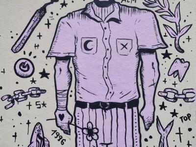 Kuro's Haloed Man — Street art in Strasbourg