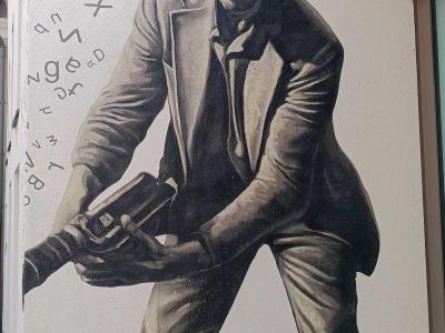 Portrait scientifique monochrome — Street art de Žygimantas Amelynas à Vilnius