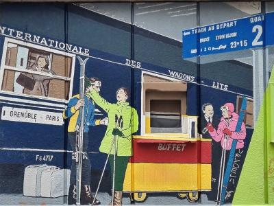 Wagons-Lits, Grenoble-Paris, Platform 2 — Street art in Grenoble
