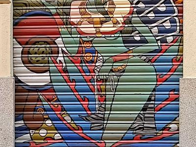 Festive and Colourful Musician — Street art in Madrid