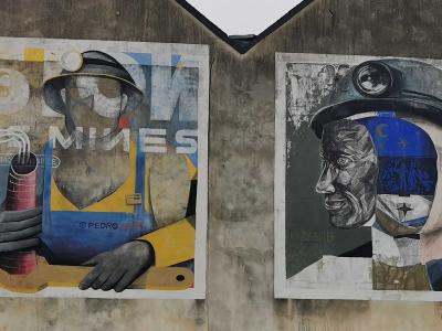 Deux mineurs en collage — Street art à Sion-les-Mines