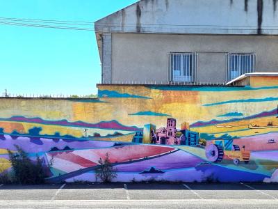 Paysage stylisé de l'Allier — Street art à Gannat