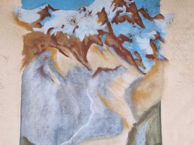 Snowy Mountain Alpine Landscape Mural — Street art in Grenoble