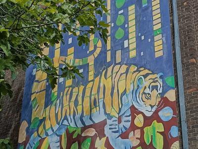 Tiger in the Leaves — Street art in London