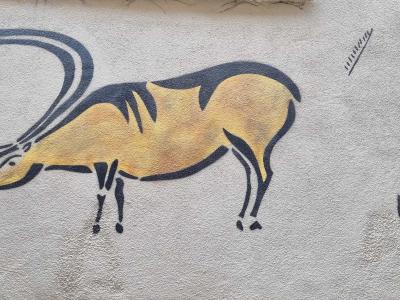 Large-Antlered Deer in Prehistoric Style — Street art by Lasco in Clermont-Ferrand