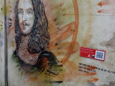 Portrait of Turenne, Marshal of France — Street art by C215 in Castillon-la-Bataille