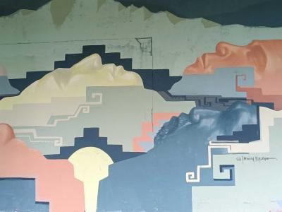 Geometric Aztec Mountains — Street art by Irwin Bruno in Berlin