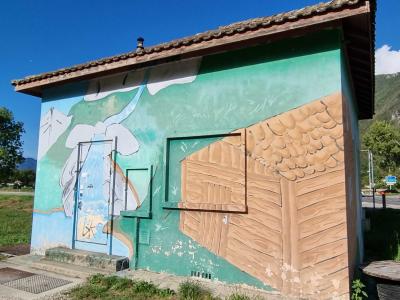 Fresque trompe-l'œil au bord du lac, Doussard — Street art à Doussard
