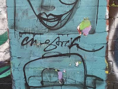 Two Blue Sketch Faces — Street art in London