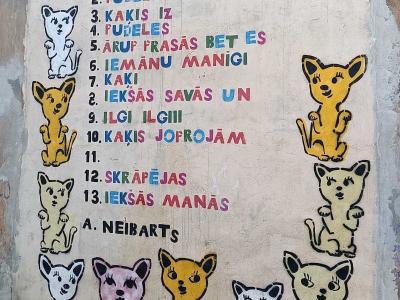 Kakisms - liste de chats par A. Neibarts — Street art à Rīga