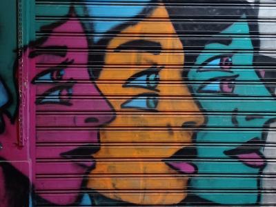 Pop Art Female Portrait Trio — Street art in Athina