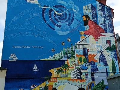 Symbolic narrative fresco — Street art by Zoe Sever in Vilnius