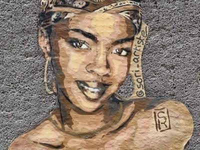 Jeune femme souriante au bandana — Street art de SoRi à Clermont-Ferrand