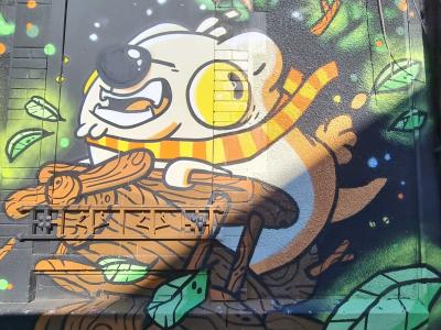 Cartoonish Orange Raccoon — Street art in Clermont-Ferrand