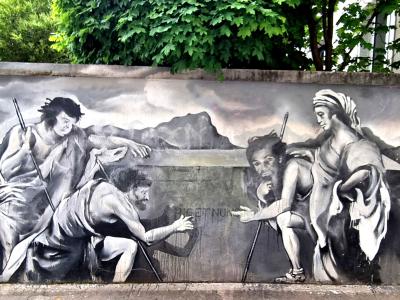 Scène classique en grisaille — Street art à Grenoble