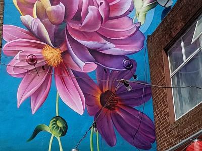 Giant Pink Magenta Flowers — Street art in London