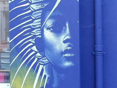 Woman with Beetle Diadem, by Seb Bouchard — Street art by Seb Bouchard in Nantes