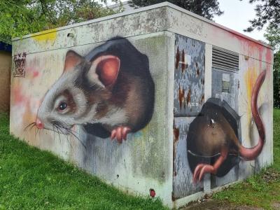 Realistic Rodent — Street art by Braga last1 in Le Pont-de-Claix