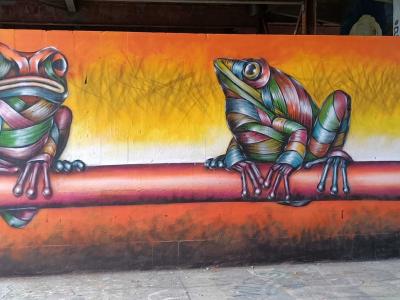 Trio of Colorful Frogs — Street art by Otto Schade in Berlin