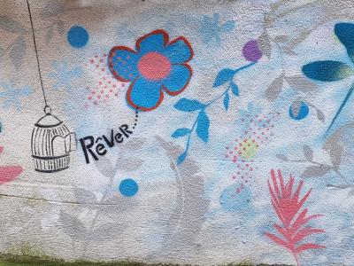 Mural floral Rêver aux tons doux — Street art à Clermont-Ferrand