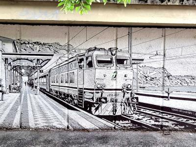 Italian Railway Station Mural — Street art in Grenoble