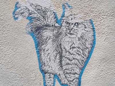 Chat persan en pointillisme — Street art à Clermont-Ferrand