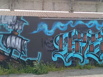 Blue Wildstyle Letters — Street art in Saint-Nazaire