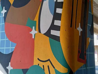 Insect Character in Colorful Cubist Style — Street art in Rīga
