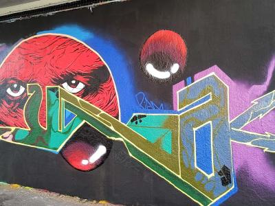 Lettering Red Face — Street art in Prague