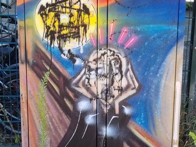The Scream, on a Cabinet — Street art in Strasbourg
