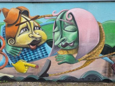 Three Colorful Heads — Street art in Le Pont-de-Claix